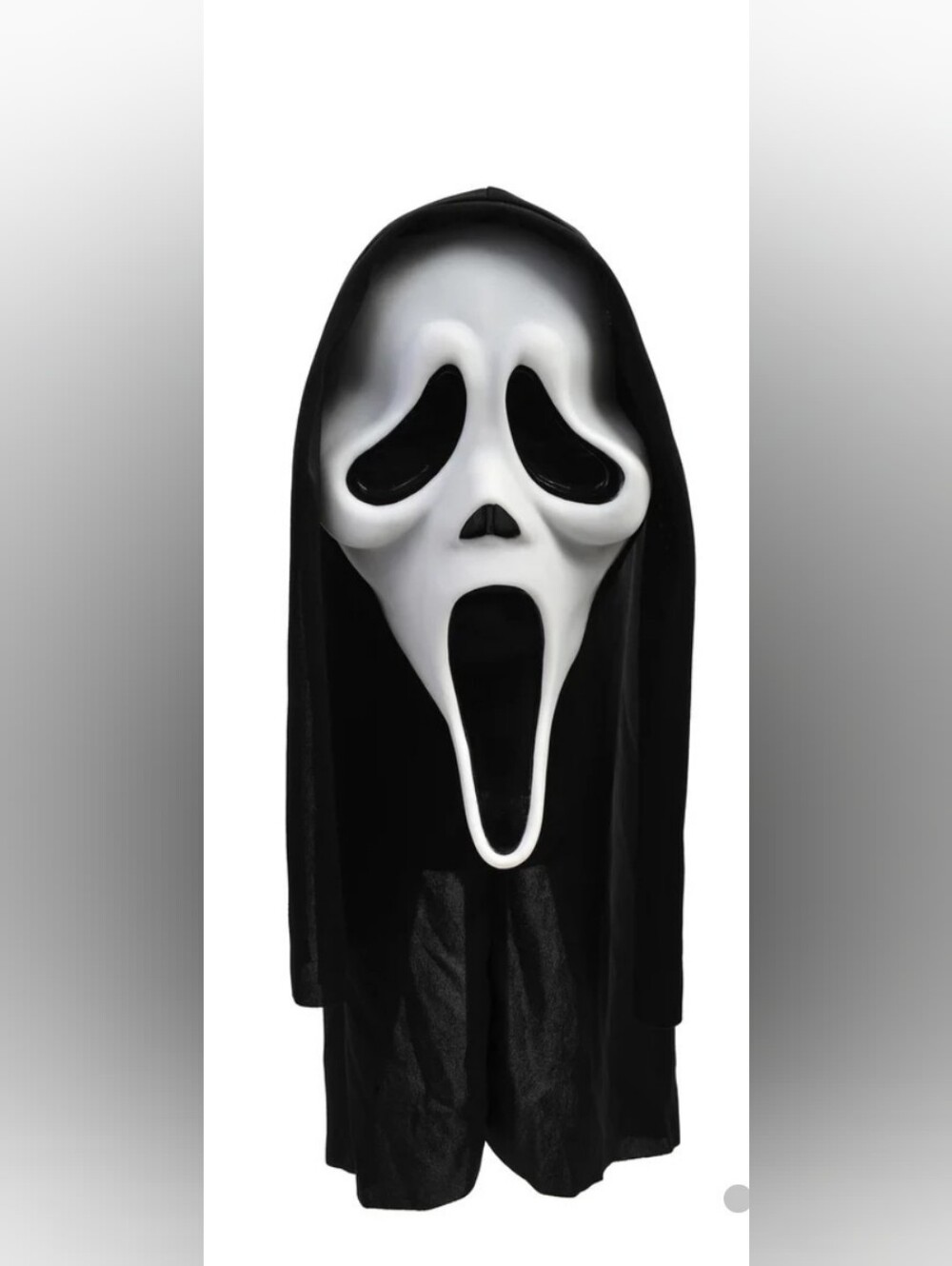 Classic Ghostface Scream Costume Mask and Hood - Black & White